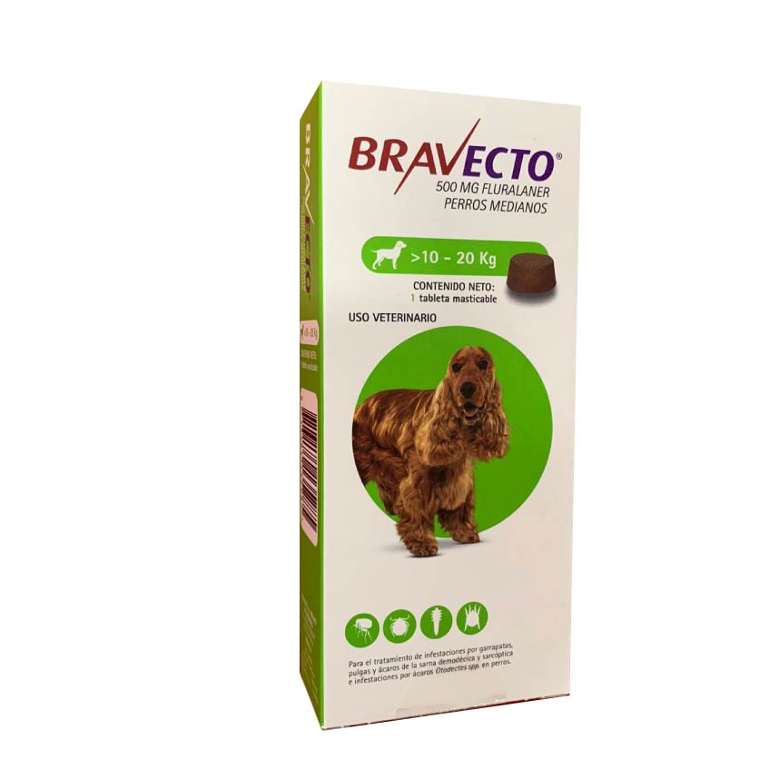 Bravecto Para Perro De 10 A 20 Kg - 500 Mg - Antipulgas y Garrapatas Bravecto Para Perro De 10 A 20 Kg - 500 Mg - Antipulgas y Garrapatas